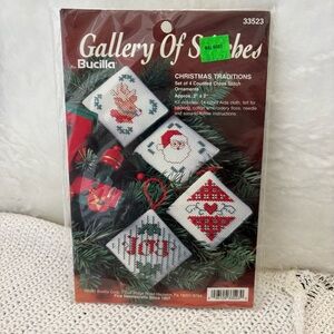 Bucilla Gallery of Stitches Christmas Traditions Set - Red, Green, White